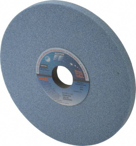 Norton - 8" Diam x 1-1/4" Hole x 1/2" Thick, K Hardness, 46 Grit Surface Grinding Wheel - Ceramic, Type 1, Coarse Grade, 3,600 Max RPM, Vitrified Bond, No Recess - Apex Tool & Supply