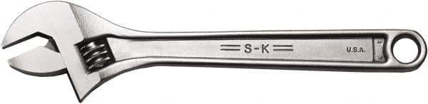 SK - 1-5/16" Jaw Capacity, 12" Standard Adjustable Wrench - Stainless Steel, Chrome Finish, 12-1/4" OAL - Apex Tool & Supply