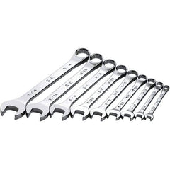 SK - 9 Piece, 1/4 to 3/4", Combination Wrench Set - Inch System of Measurement, Chrome Finish - Apex Tool & Supply
