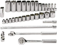 SK - 32 Piece 3/8" Drive Standard Deep Socket Set - 6 Points, 1/4 to 1", Inch Measurement Standard - Apex Tool & Supply