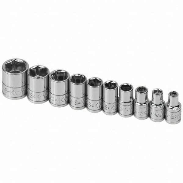 SK - 1/4" Drive Standard Socket Set - 3/16 to 9/16", Inch Measurement Standard - Apex Tool & Supply