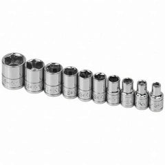 SK - 1/4" Drive Standard Socket Set - 3/16 to 9/16", Inch Measurement Standard - Apex Tool & Supply