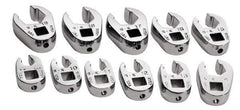 SK - 11 Piece 3/8" Drive Flare Nut Crowfoot Wrench Set - 9 to 19mm, with Tray - Apex Tool & Supply