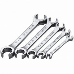 SK - 5 Piece, 1/4 x 5/16 to 3/4 x 7/8", Flare Nut Wrench Set - Inch System of Measurement, Chrome Finish - Apex Tool & Supply