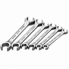 SK - 6 Piece, Flare Nut Wrench Set - Metric System of Measurement, Chrome Finish - Apex Tool & Supply