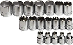 SK - 19 Piece 3/8" Drive Standard Socket Set - 6 Points, 6 to 24mm, Metric Measurement Standard - Apex Tool & Supply