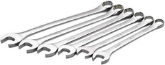 SK - 6 Piece, 25mm to 32mm, 12 Point Combination Wrench Set - Metric Measurement Standard, Full Polish Chrome Finish, Comes in Roll-Up Pouch - Apex Tool & Supply