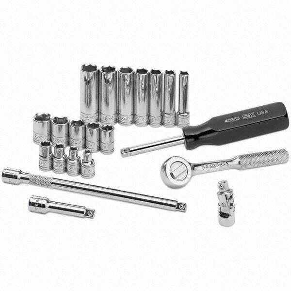 SK - 1/4" Drive Deep Socket Set - 4 to 12mm, Metric Measurement Standard - Apex Tool & Supply