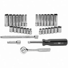 SK - 1/4" Drive Standard Deep Socket Set - 1/4 to 1/2", 6 to 12mm, Inch/Metric Measurement Standard - Apex Tool & Supply