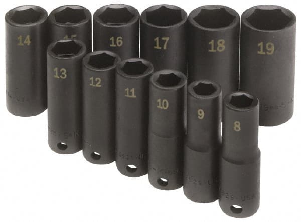 SK - 8 Piece 3/8" Drive Deep Well Impact Socket Set - Apex Tool & Supply