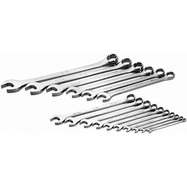 SK - 16 Piece, 1/4 to 1-1/4", Combination Wrench Set - Inch System of Measurement, Chrome Finish - Apex Tool & Supply