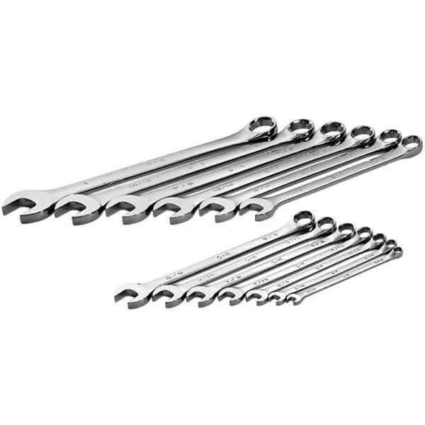 SK - 13 Piece, 1/4 to 1", Combination Wrench Set - Inch System of Measurement, Chrome Finish - Apex Tool & Supply