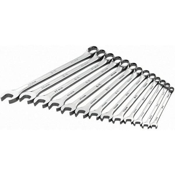 SK - 13 Piece, Combination Wrench Set - Metric System of Measurement, Chrome Finish - Apex Tool & Supply