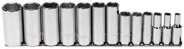 Proto - 13 Piece 3/8" Drive Deep Well Socket Set - 6 Points, 1/4" to 1" Range, Inch Measurement Standard - Apex Tool & Supply