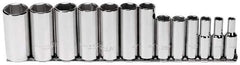 Proto - 13 Piece 3/8" Drive Deep Well Socket Set - 6 Points, 1/4" to 1" Range, Inch Measurement Standard - Apex Tool & Supply