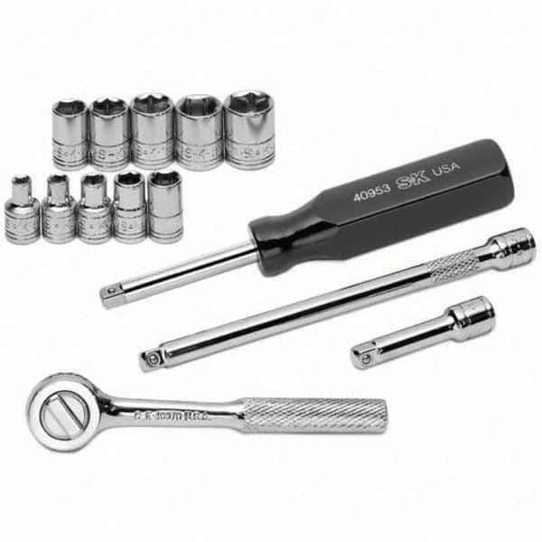 SK - 1/4" Drive Standard Socket Set - 4 to 13mm, Metric Measurement Standard - Apex Tool & Supply