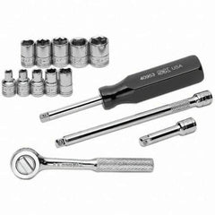 SK - 1/4" Drive Standard Socket Set - 4 to 13mm, Metric Measurement Standard - Apex Tool & Supply
