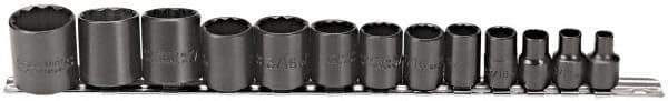 Proto - 13 Piece 3/8" Drive Socket Set - 12 Points, 1/4" to 1" Range, Inch Measurement Standard - Apex Tool & Supply