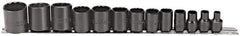 Proto - 13 Piece 3/8" Drive Socket Set - 12 Points, 1/4" to 1" Range, Inch Measurement Standard - Apex Tool & Supply