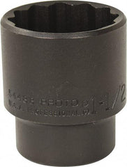 Proto - 1-1/2", 1/2" Drive, Standard Hand Socket - 12 Points, 2-1/4" OAL, Alloy Steel, Black Finish - Apex Tool & Supply