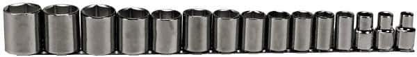 Proto - 15 Piece 1/2" Drive Socket Set - 6 Points, 3/8" to 1-1/4" Range, Inch Measurement Standard - Apex Tool & Supply