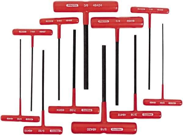 Proto - 11 Piece T-Handle Hex Key Set - Hex Range 5/64 to 3/8" - Apex Tool & Supply