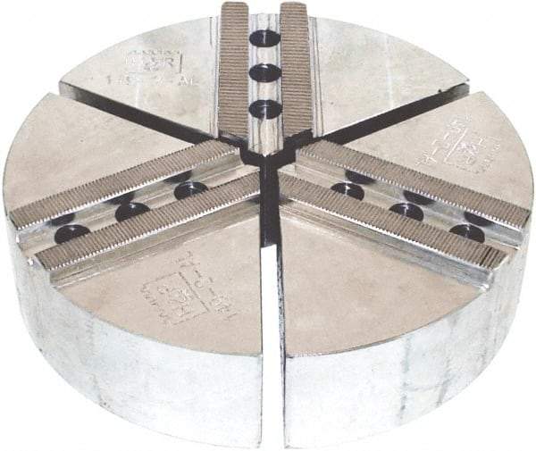H & R Manufacturing - 12" Chuck Capacity, 1.5mm x 60° Serrated Attachment, Round Soft Lathe Chuck Jaw - 3 Jaws, Aluminum, 1.181" Btw Mount Hole Ctrs, 6" Long x 15" Wide x 2" High, 0.827" Groove, 16mm Fastener - Apex Tool & Supply
