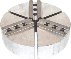 H & R Manufacturing - 15" Chuck Capacity, 1.5mm x 60° Serrated Attachment, Round Soft Lathe Chuck Jaw - 3 Jaws, Aluminum, 1.69" Btw Mount Hole Ctrs, 7-1/2" Long x 15" Wide x 4" High, 0.866" Groove, 20mm Fastener - Apex Tool & Supply