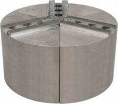 H & R Manufacturing - 1.5mm x 60° Serrated Attachment, Round Soft Lathe Chuck Jaw - 3 Jaws, Aluminum, 1" Btw Mount Hole Ctrs, 4" Long x 8" Wide x 4" High, 0.551" Groove, 12mm Fastener - Apex Tool & Supply
