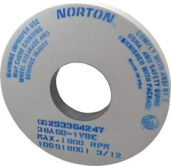 Norton - 14" Diam x 5" Hole x 1-1/2" Thick, I Hardness, 60 Grit Surface Grinding Wheel - Aluminum Oxide, Type 1, Medium Grade, 1,800 Max RPM, Vitrified Bond, No Recess - Apex Tool & Supply