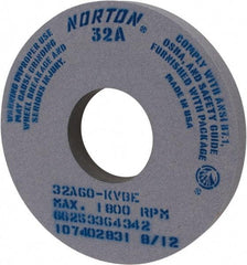 Norton - 14" Diam x 5" Hole x 1-1/2" Thick, K Hardness, 60 Grit Surface Grinding Wheel - Aluminum Oxide, Type 1, Medium Grade, 1,800 Max RPM, Vitrified Bond, No Recess - Apex Tool & Supply