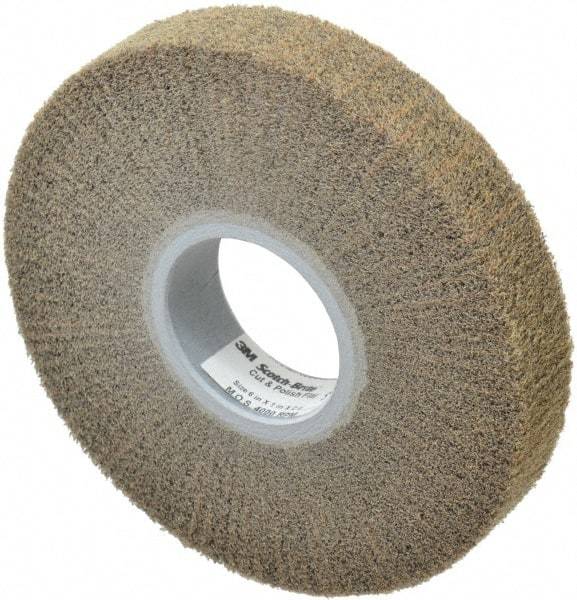 3M - 6" Diam Aluminum Oxide Cutting, Polishing Flap Wheel - 2" Hole, 1" Wide, Density 7, Nonwoven, Medium Grade, 4,000 Max RPM - Apex Tool & Supply