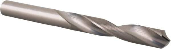 SGS - Letter R 118° Solid Carbide Jobber Drill - Bright Finish, Right Hand Cut, Spiral Flute, Straight Shank, 4" OAL, Faceted Point - Apex Tool & Supply