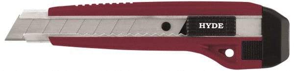 Hyde Tools - Snap Utility Knife - 18mm Blade, Red & Black Polystyrene (High Impact) Handle, 3 Blades Included - Apex Tool & Supply