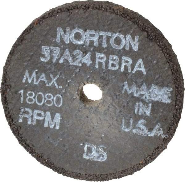 Norton - 3" Diam x 3/8" Hole x 3/8" Thick, R Hardness, 24 Grit Surface Grinding Wheel - Aluminum Oxide, Type 1, Very Coarse Grade, 18,080 Max RPM, No Recess - Apex Tool & Supply