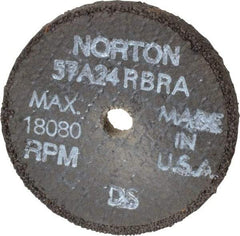 Norton - 3" Diam x 3/8" Hole x 3/8" Thick, R Hardness, 24 Grit Surface Grinding Wheel - Aluminum Oxide, Type 1, Very Coarse Grade, 18,080 Max RPM, No Recess - Apex Tool & Supply
