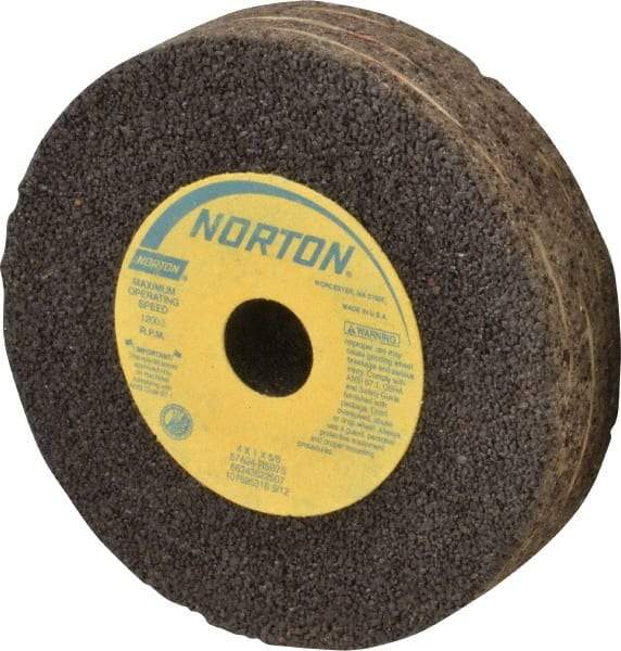 Norton - 4" Diam x 5/8" Hole x 1" Thick, R Hardness, 24 Grit Surface Grinding Wheel - Aluminum Oxide, Type 1, Very Coarse Grade, 12,000 Max RPM, Resinoid Bond, No Recess - Apex Tool & Supply