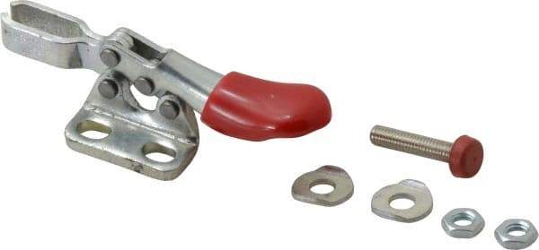 De-Sta-Co - 60 Lb Holding Capacity, Horizontal Handle, Manual Hold Down Toggle Clamp - 80° Handle Movement, 90° Bar Opening, U-Bar, Left Flanged Base, Electro-Plated Zinc, Carbon Steel - Apex Tool & Supply
