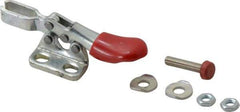 De-Sta-Co - 60 Lb Holding Capacity, Horizontal Handle, Manual Hold Down Toggle Clamp - 80° Handle Movement, 90° Bar Opening, U-Bar, Left Flanged Base, Electro-Plated Zinc, Carbon Steel - Apex Tool & Supply