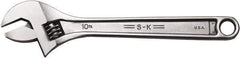 SK - 1-1/8" Jaw Capacity, 10" Standard Adjustable Wrench - Steel, Chrome Finish, 10" OAL - Apex Tool & Supply