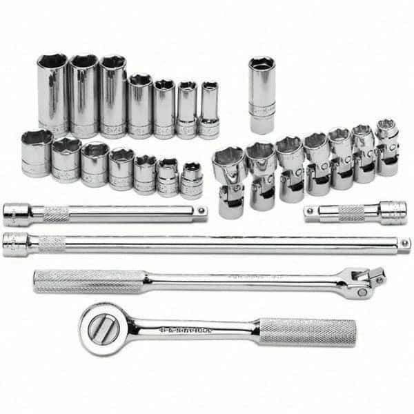 SK - 3/8" Drive Standard Deep Socket Set - 3/8 to 3/4", Inch Measurement Standard - Apex Tool & Supply