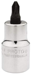 Proto - 1/2" Drive, 5/16" Wide, #2 Point, Phillips Screwdriver Socket - 2-5/32" OAL - Apex Tool & Supply