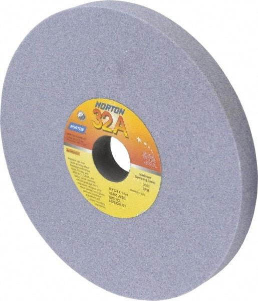 Norton - 8" Diam x 1-1/4" Hole x 3/4" Thick, J Hardness, 60 Grit Surface Grinding Wheel - Aluminum Oxide, Type 1, Medium Grade, 3,600 Max RPM, Vitrified Bond, No Recess - Apex Tool & Supply