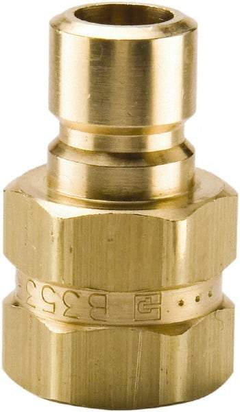 Parker - 1/4 NPTF Brass Hydraulic Hose Female Pipe Thread Nipple - 200 psi, 6 GPM, Series Moldmate - Apex Tool & Supply