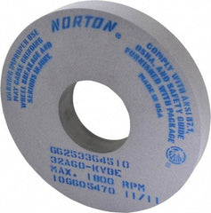 Norton - 14" Diam x 5" Hole x 2" Thick, K Hardness, 60 Grit Surface Grinding Wheel - Aluminum Oxide, Type 1, Medium Grade, 1,800 Max RPM, Vitrified Bond, No Recess - Apex Tool & Supply