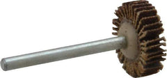 Merit Abrasives - 3/4" Diam x 3/16" Face Width, Medium Aluminum Oxide Coated Mounted Flap Wheel - 1/8" Shank Mount, 80 Grit, Cloth Backing, 35,000 Max RPM - Apex Tool & Supply