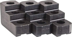 H & R Manufacturing - 10 to 11" Chuck Diam Compatibility, Case Hardened Steel 1.5mm x 60° Serrated Hard Lathe Top Jaws - 2 Steps, 0.63" Groove Width, 1-3/4" Wide x 4-1/4" Long x 2-15/32" High - Apex Tool & Supply
