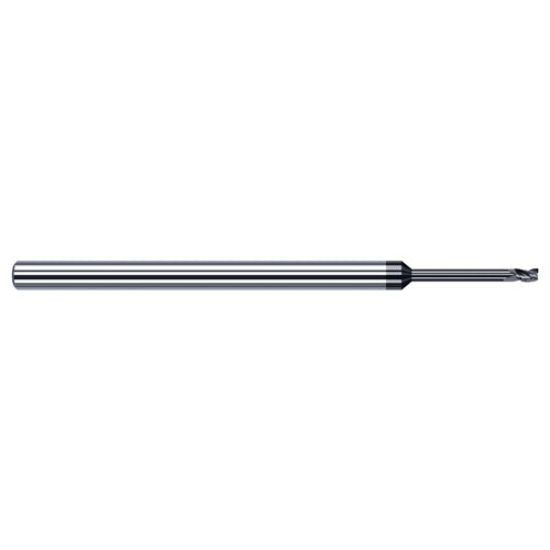 Variable Helix End Mills for Exotic Alloys - 0.0500″ Cutter Diameter × 0.0750″ Length of Cut × 0.2500″ (1/4″) Reach Carbide Square End Mill for Exotic Alloys, 3 Flutes, AlTiN Nano Coated - Exact Industrial Supply