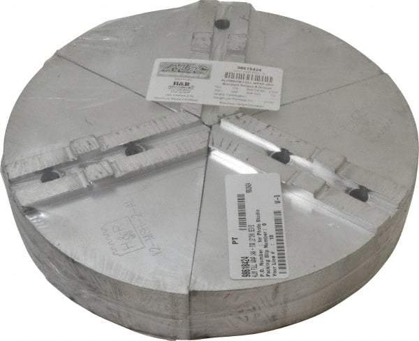 H & R Manufacturing - Tongue & Groove Attachment, Round Soft Lathe Chuck Jaw - 3 Jaws, Aluminum, 2-1/2" Btw Mount Hole Ctrs, 6" Long x 12" Wide x 2" High, 1/2" Groove - Apex Tool & Supply