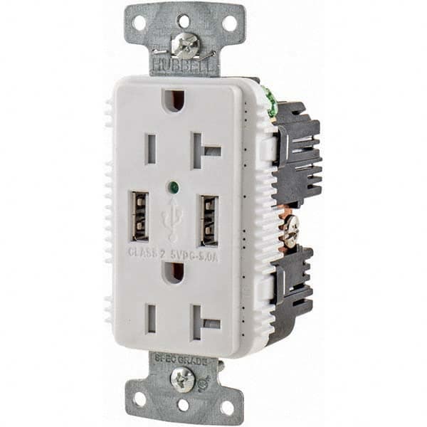 Hubbell Wiring Device-Kellems - USB Receptacles Number of USB Ports: 2 Number of Receptacles: 2 - Apex Tool & Supply